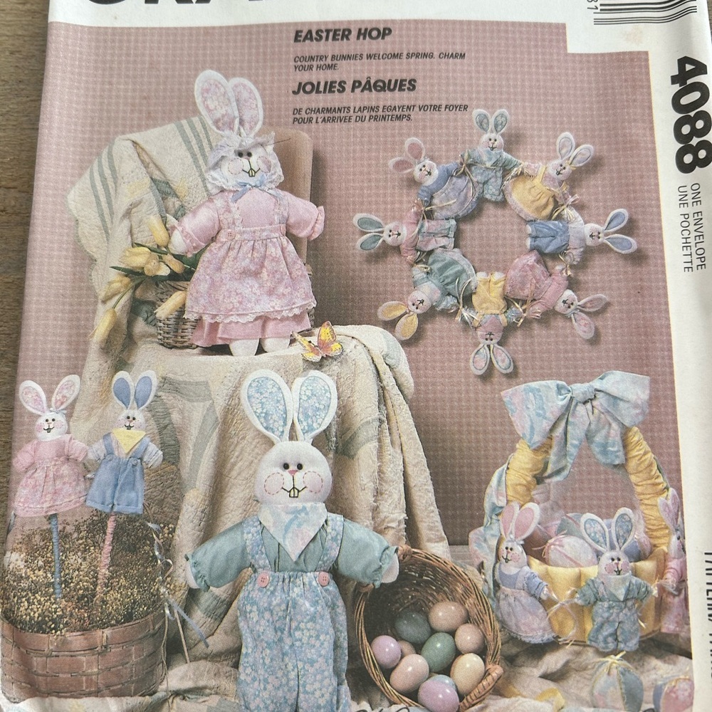 5/$25 Easter Bunny Fabric Doll & Decor Set Mccall 4088